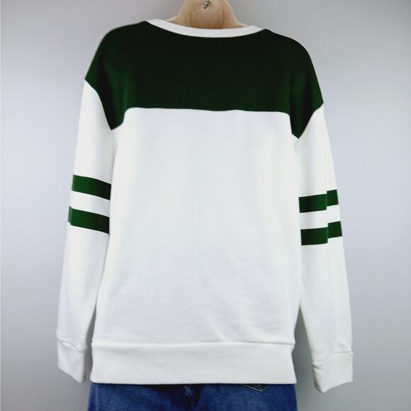Junk Food Women's SZ M Green Bay Packets Crew Neck Sweatshirt White Gold Green - Picture 4 of 5
